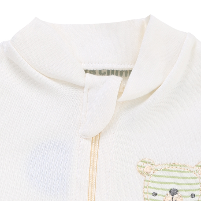 Macacão Longo Bebê Estilinho Em Suedine Bordado Urso