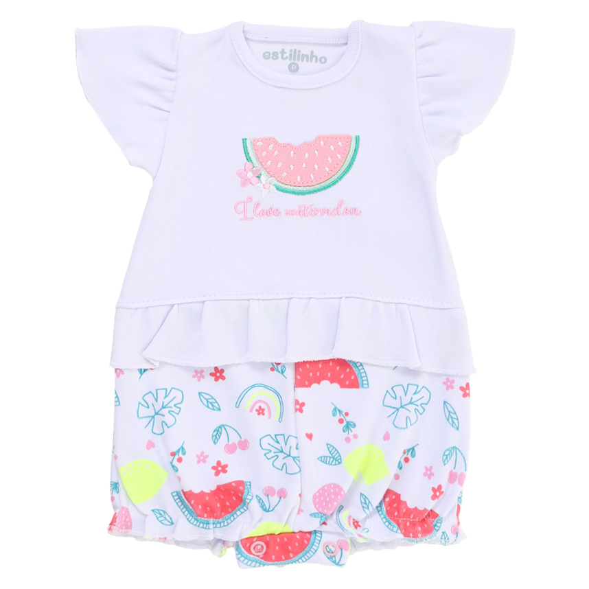 Banho De Sol Estilinho Bordado Melancia Em Suedine