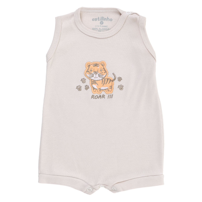 Banho De Sol Estilinho Regata Bordado Tigre Em Suedine
