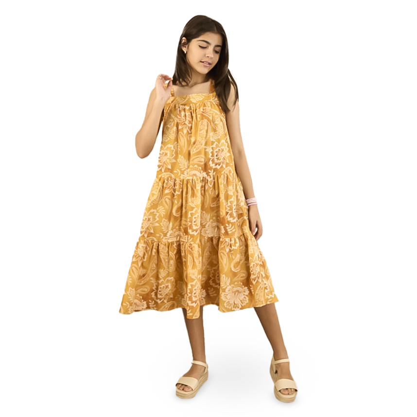 Vestido Midi Infantil Opera Kids Alcinha Estampado Marli