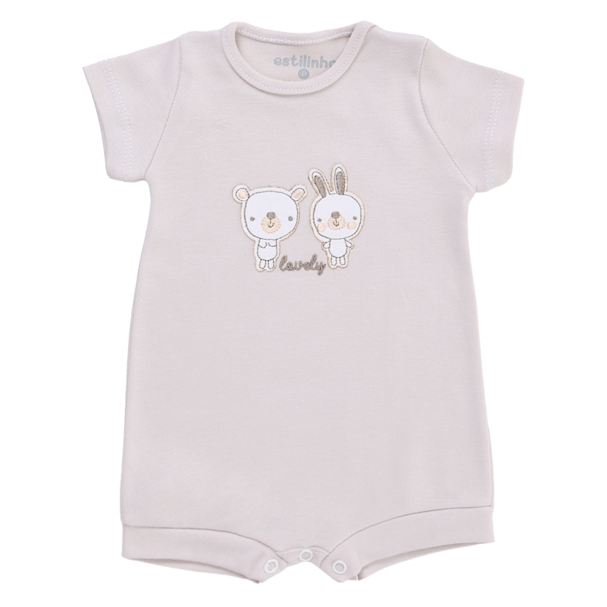 Banho De Sol Estilinho Manga Curta Bordado Coelho Em Suedine Banho De Sol Estilinho Manga Curta Bordado Coelho Em Suedine