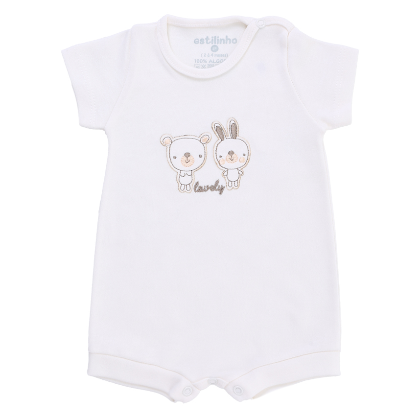 Banho De Sol Estilinho Manga Curta Bordado Coelho Em Suedine Banho De Sol Estilinho Manga Curta Bordado Coelho Em Suedine
