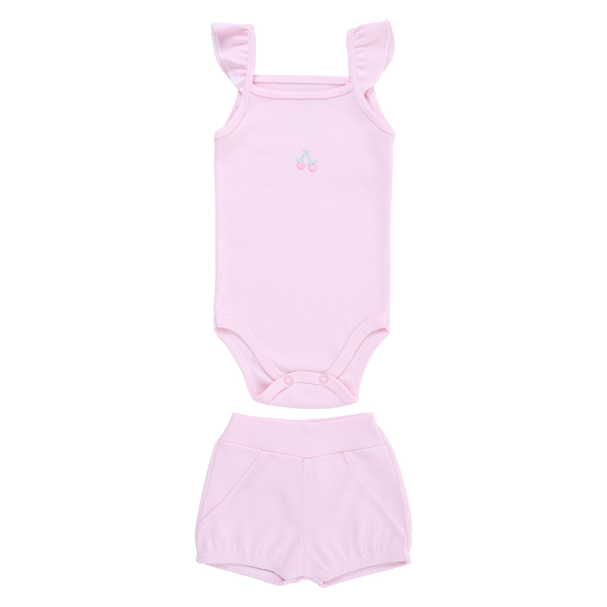 Conjunto Bebê Estilinho Body Alcinha Bordado Cereja E Short Conjunto Bebê Estilinho Body Alcinha Bordado Cereja E Short
