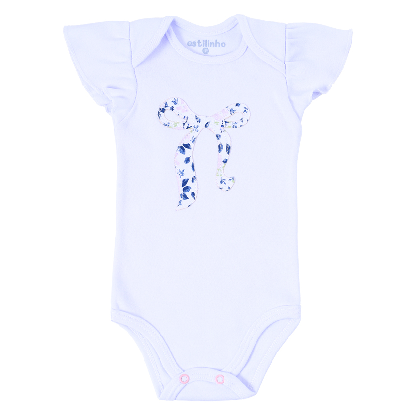 Conjunto Bebê Estilinho Body Com Laço E Saia Estampa Floral