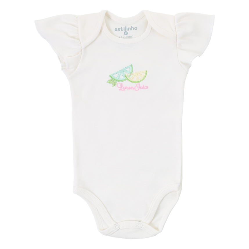 Conjunto Bebê Estilinho Body Bordado Limão E Short