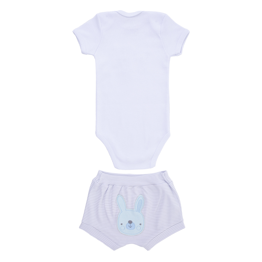 Conjunto Bebê Estilinho Body  E Short Bordado Urso Coelho Conjunto Bebê Estilinho Body  E Short Bordado Urso Coelho