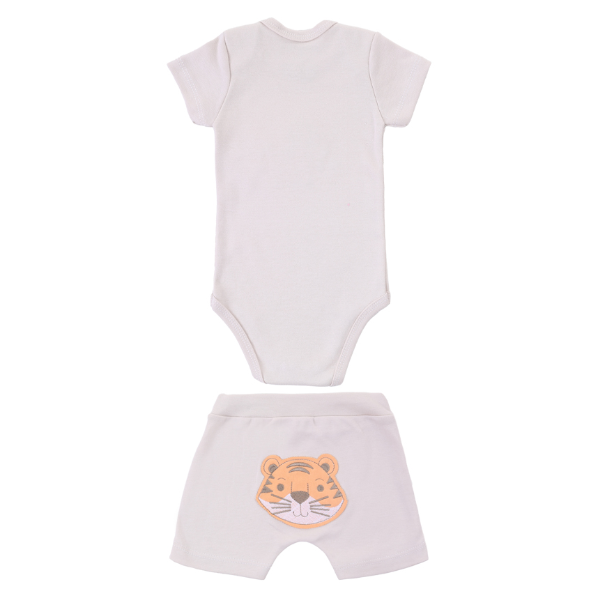 Conjunto Bebê Estilinho Body Bordado Tigre E Bermuda Conjunto Bebê Estilinho Body Bordado Tigre E Bermuda