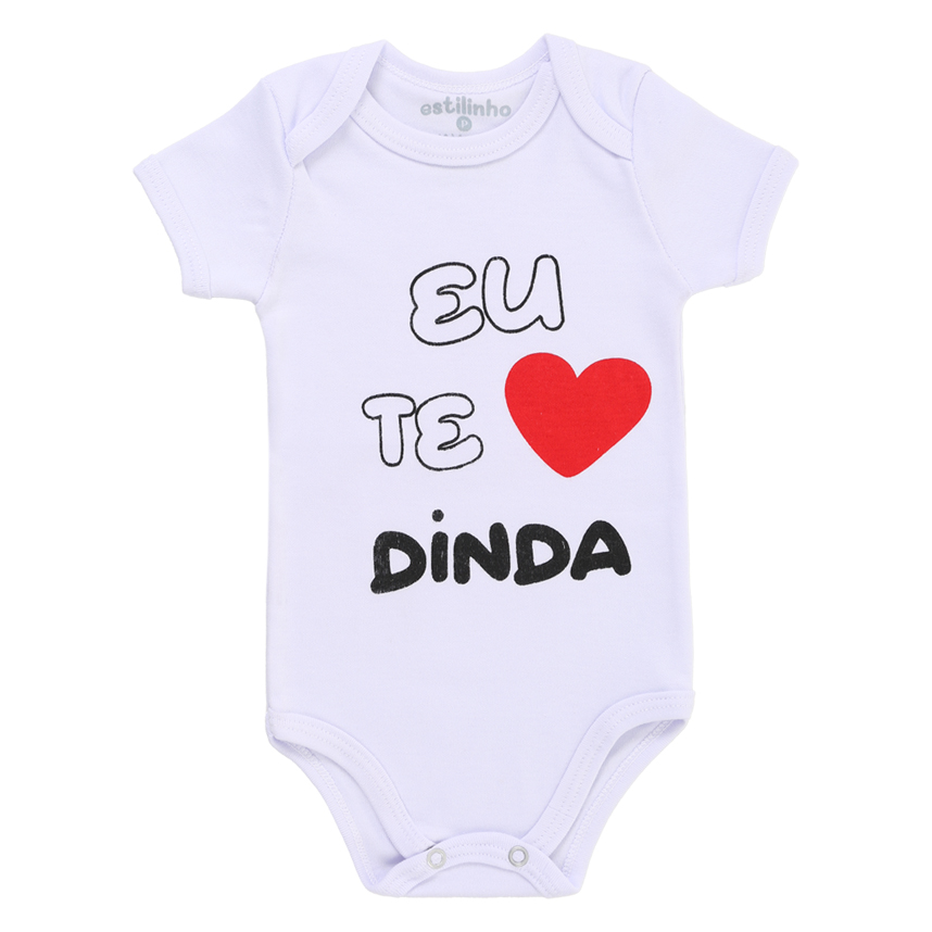 Body Estilinho Manga Curta Frase Vó Dinda E Mãe 3 Peças