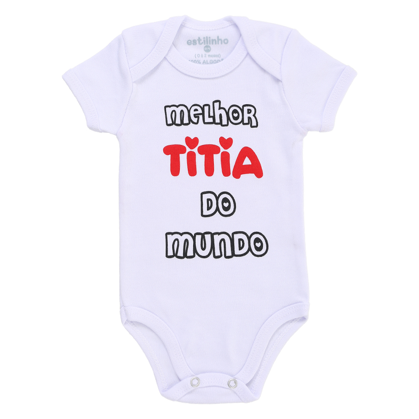 Body Estilinho Manga Curta Frases Tia, Papai e Vó 3 Peças