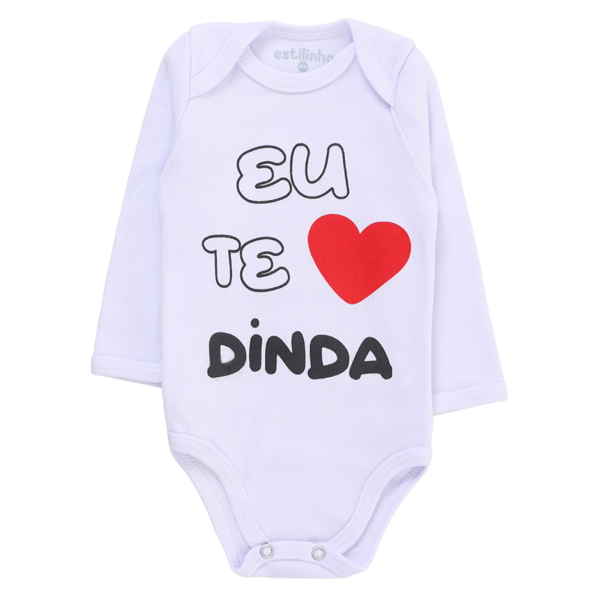 Body Estilinho Manga Longa Frase Vó Dinda E Mãe 3 Peças