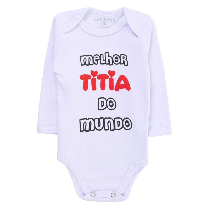 Body Estilinho Manga Longa Frases Tia, Papai e Vó 3 Peças