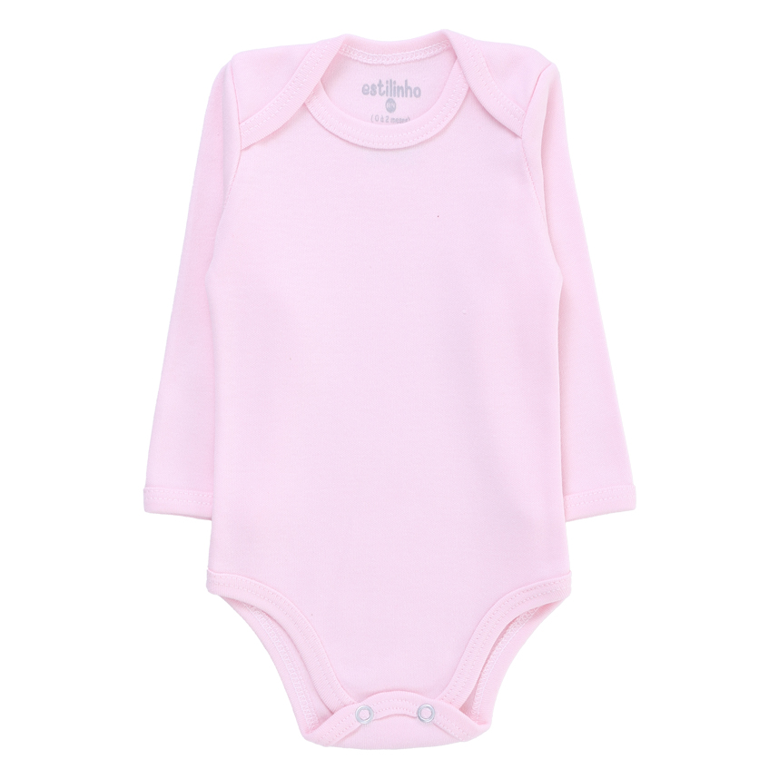 Kit Body Bebê Estilinho Manga Longa Em Suedine 3 Peças Kit Body Bebê Estilinho Manga Longa Em Suedine 3 Peças