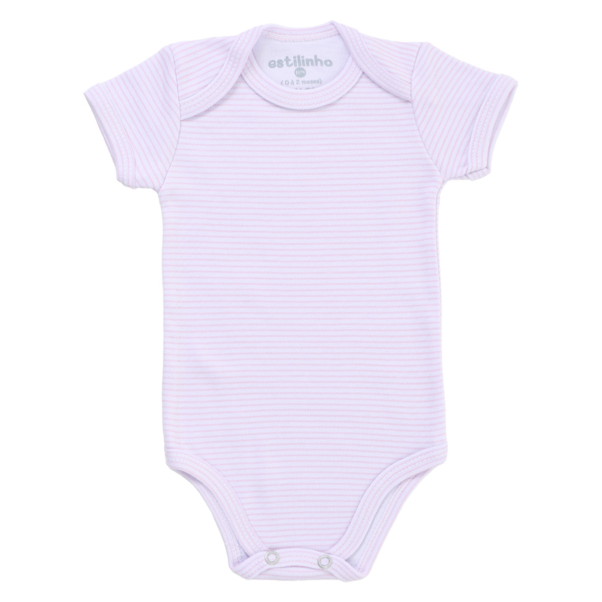 Kit Body Bebê Estilinho Manga Curta Estampa Flor 3 Peças