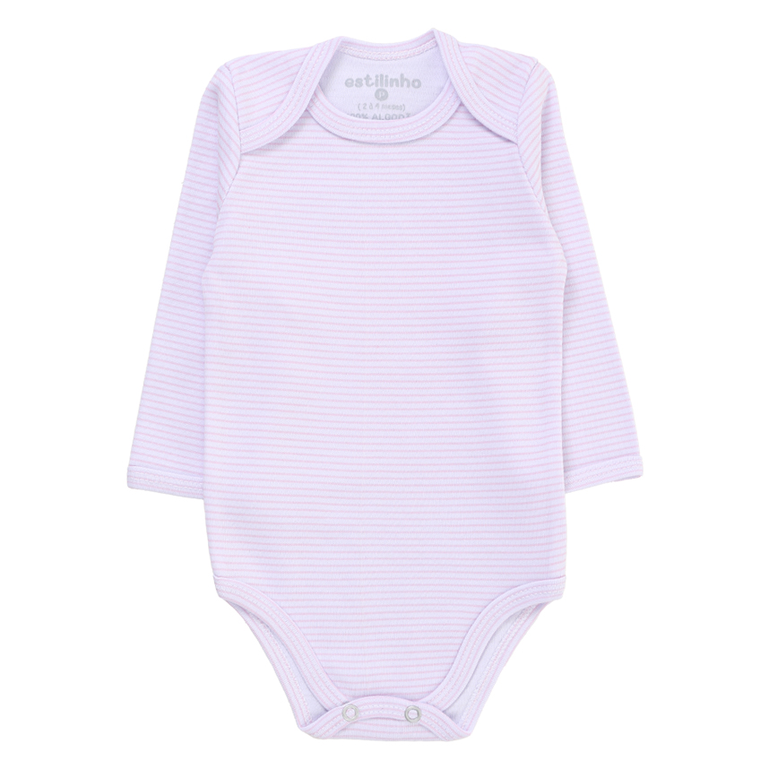 Kit Body Bebê Estilinho Manga Longa Estampa Flor 3 Peças