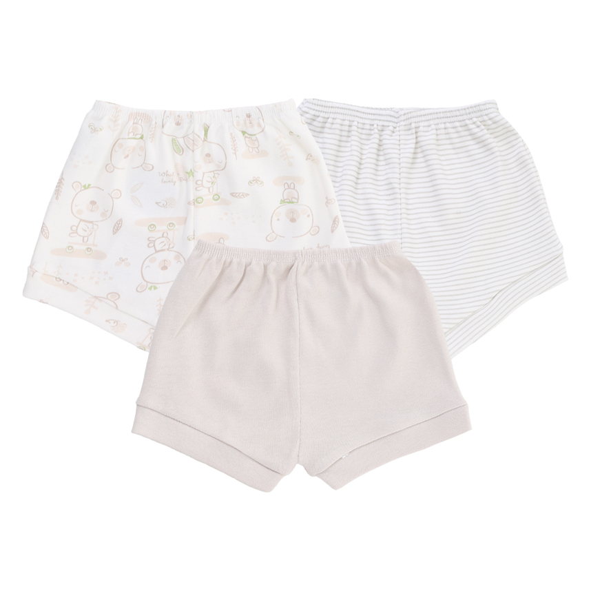 Kit Short Bebê Estilinho Liso E Estampado Em Suedine 3 Peças