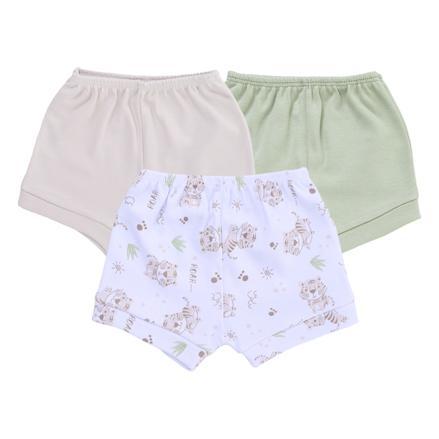 Kit Short Bebê Estilinho Liso E Estampado Em Suedine 3 Peças Kit Short Bebê Estilinho Liso E Estampado Em Suedine 3 Peças