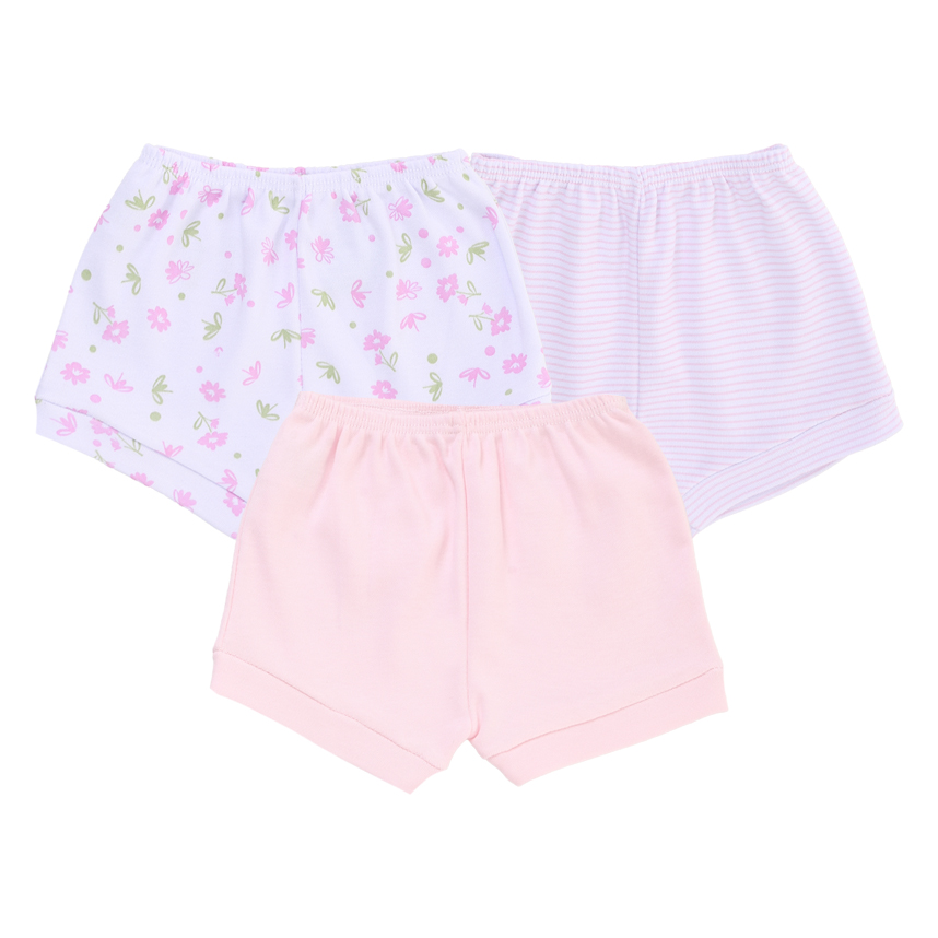 Kit Short Bebê Estilinho Liso E Estampado Em Suedine 3 Peças