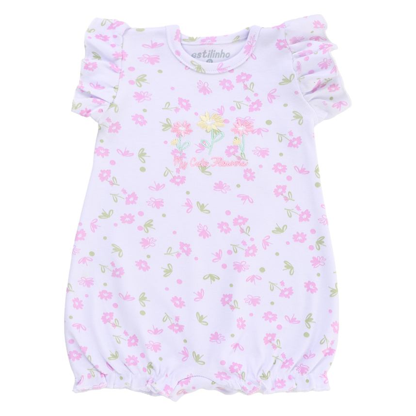 Banho De Sol Estilinho Bordado Flor Em Suedine