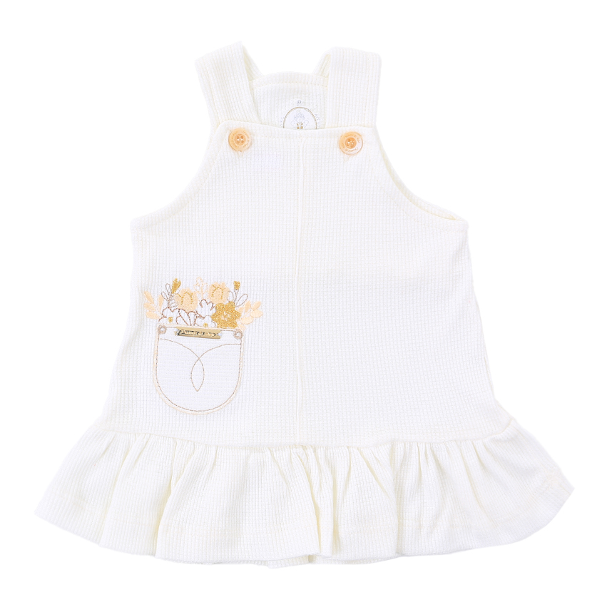 Salopete Bebê Presente De Anjo Body Bordado Flor 2 Peças