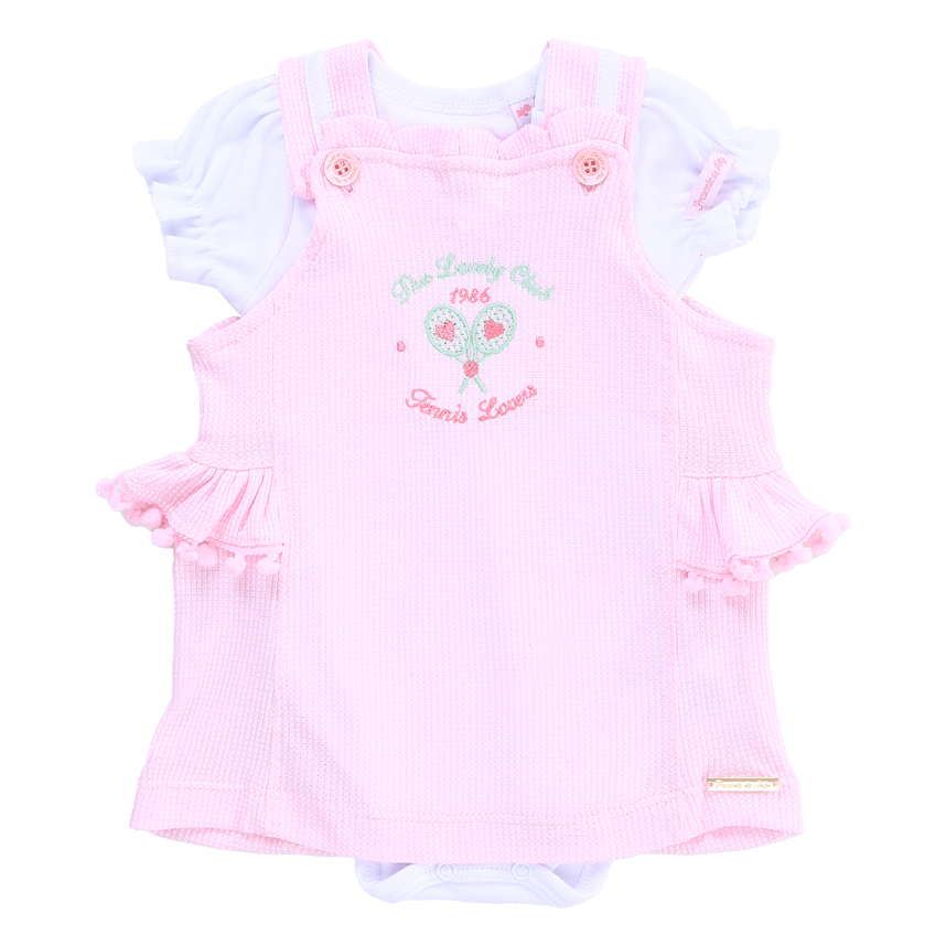 Salopete Bebê Presente De Anjo Body Bordado Tênis 2 Peças