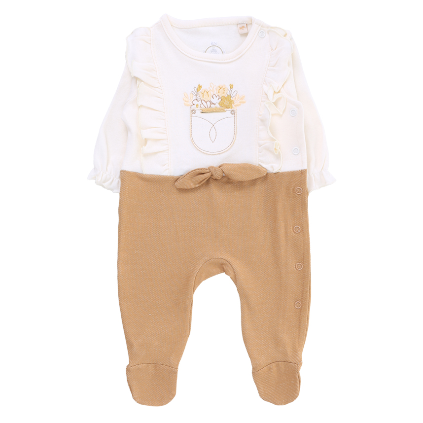 Macacão Longo Bebê Presente De Anjo Bordado Flor