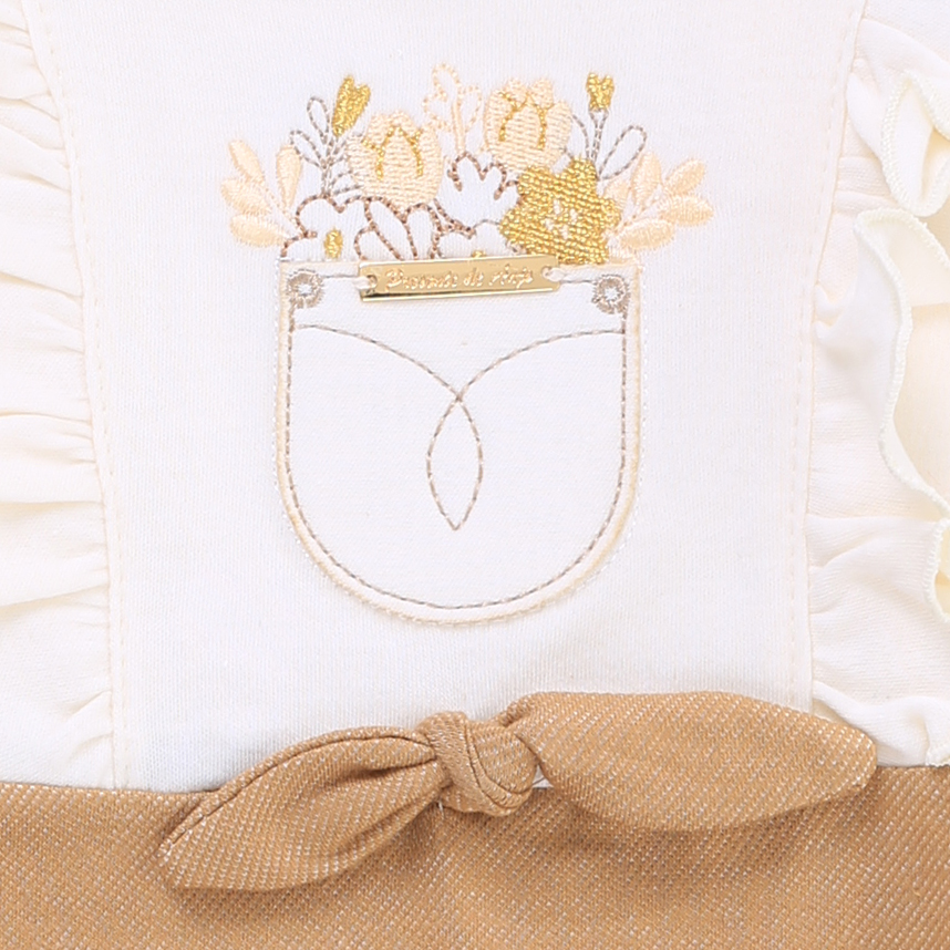 Macacão Longo Bebê Presente De Anjo Bordado Flor Macacão Longo Bebê Presente De Anjo Bordado Flor