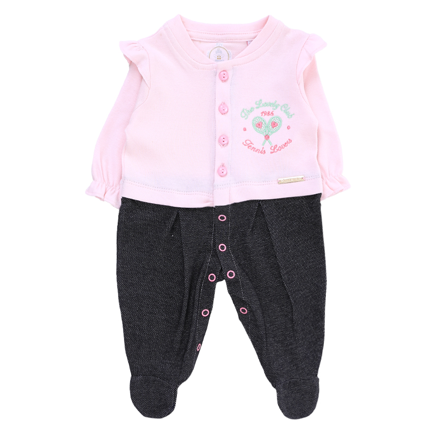 Macacão Longo Bebê Presente De Anjo Bordado Tênis