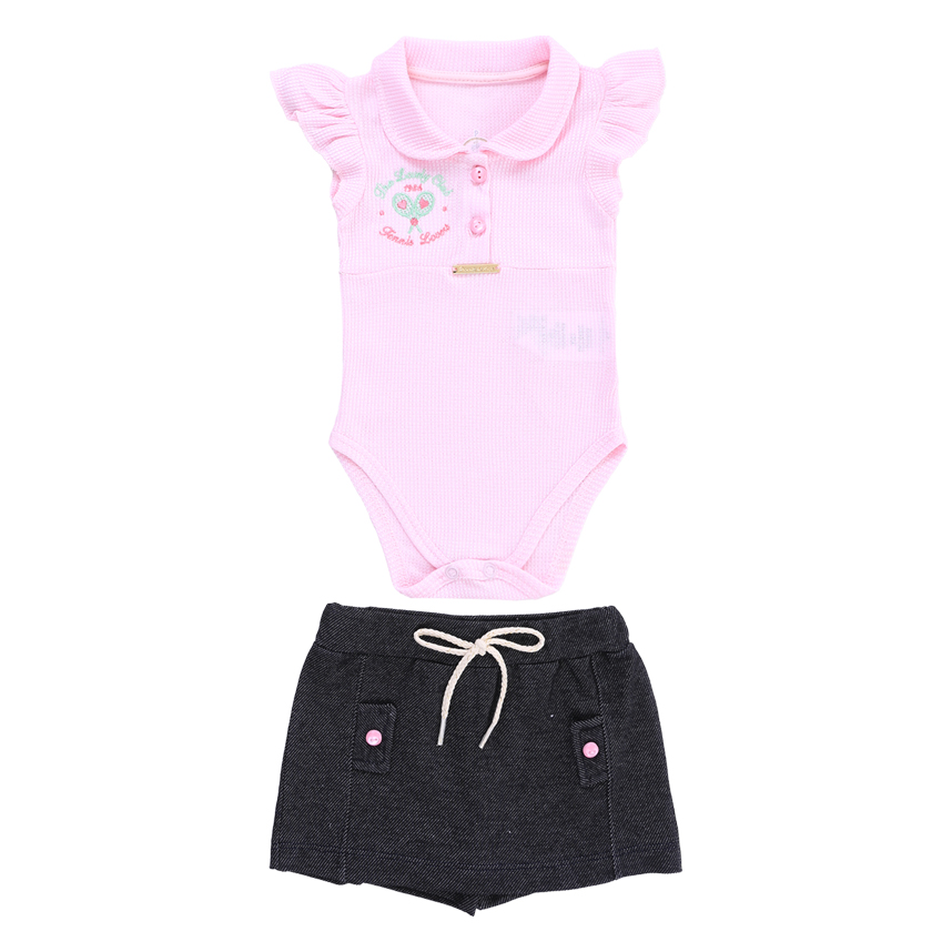 Conjunto Bebê Presente De Anjo Body Bordado E Short