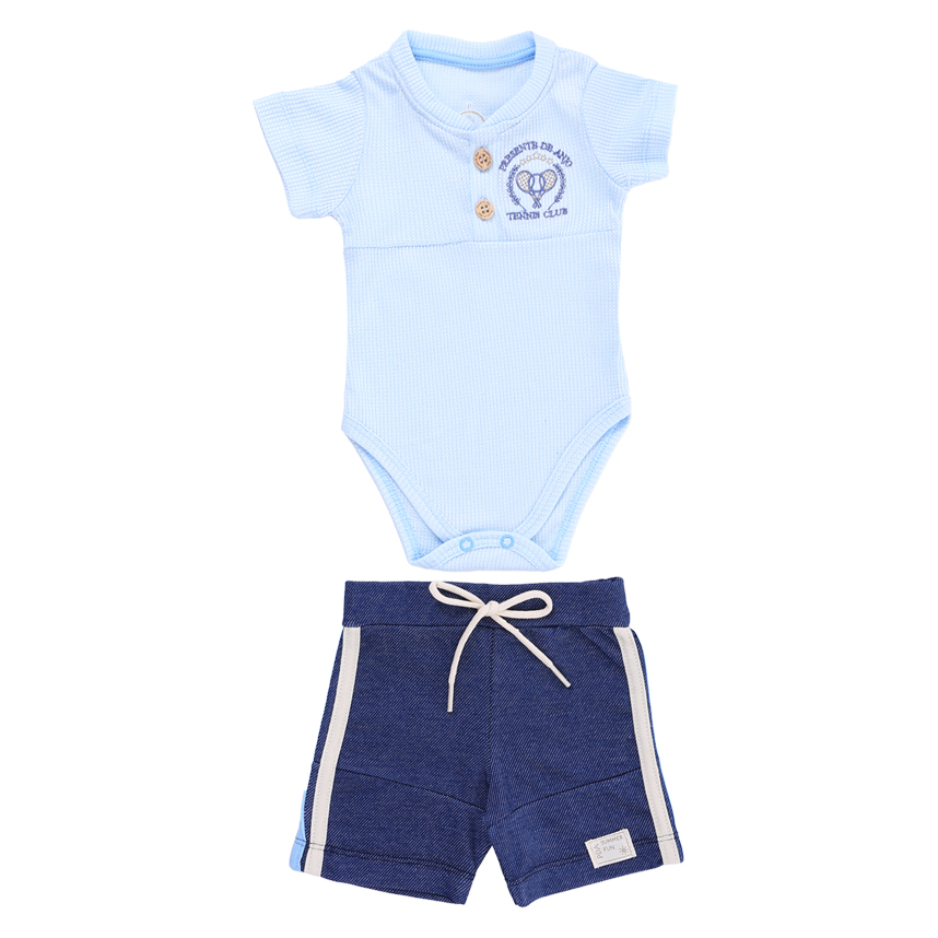 Conjunto Bebê Presente De Anjo Body Bordado E Bermuda