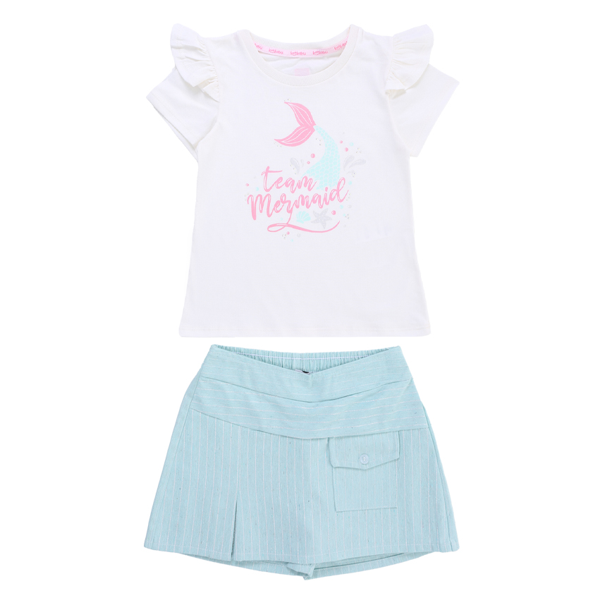 Conjunto Infantil Kookabu Blusa Estampa Sereia E Short Saia Conjunto Infantil Kookabu Blusa Estampa Sereia E Short Saia