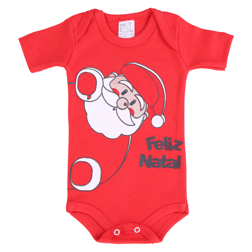 Body Bebê Mub Manga Curta Papai Noel Reveillon 3 Peças Body Bebê Mub Manga Curta Papai Noel Reveillon 3 Peças