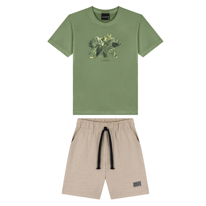 Conjunto Infantil Lamon Camiseta Meia Malha e Bermuda Conjunto Infantil Lamon Camiseta Meia Malha e Bermuda