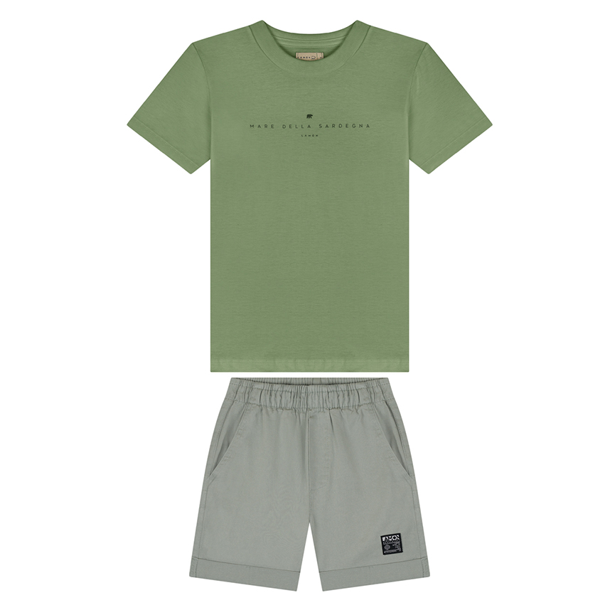 Conjunto Infantil Lamon Camiseta Meia Malha E Bermuda Conjunto Infantil Lamon Camiseta Meia Malha E Bermuda