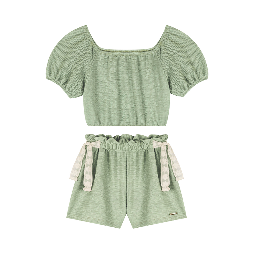Conjunto Infantil Lamon Blusa E Short Malha Bubble Conjunto Infantil Lamon Blusa E Short Malha Bubble