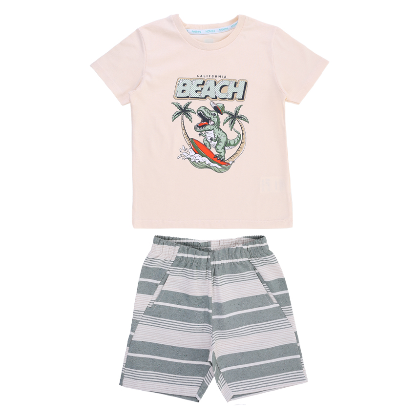 Conjunto Infantil Kookabu Camiseta Meia Malha E Bermuda Sarja Conjunto Infantil Kookabu Camiseta Meia Malha E Bermuda Sarja
