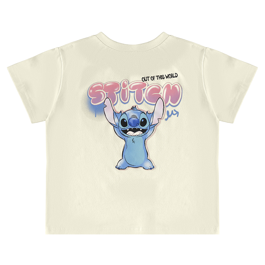 Blusa Infantil Malwee Manga Curta Meia Malha Estampa Stitch