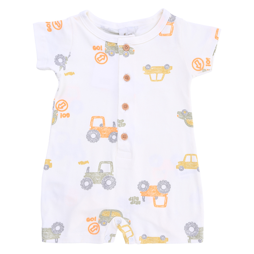 Macacão Curto Bebê Junkes Estampa Carros Em Cotton