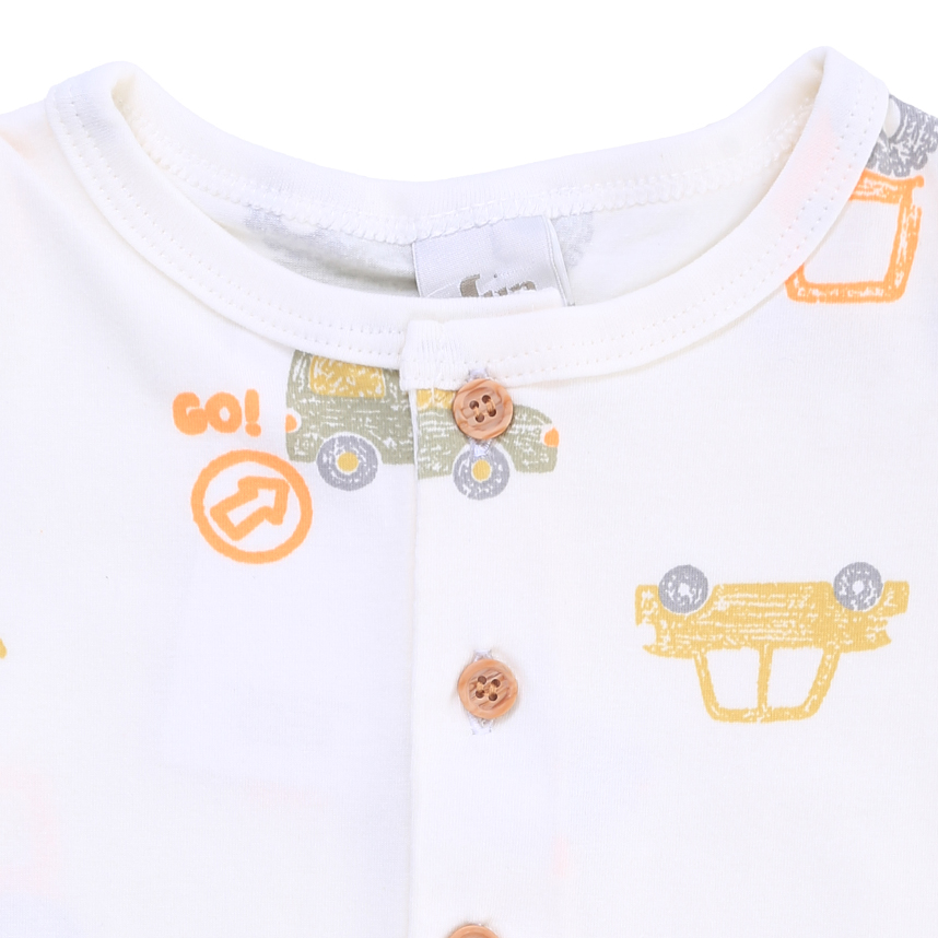 Macacão Curto Bebê Junkes Estampa Carros Em Cotton Macacão Curto Bebê Junkes Estampa Carros Em Cotton