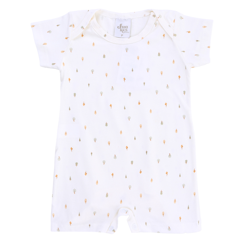 Macacão Curto Bebê Junkes Estampa Floresta Em Cotton