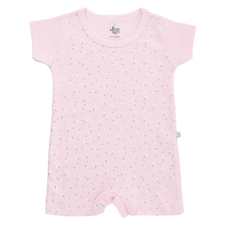 Macacão Curto Bebê Junkes Estampa Risquinhos Em Suedine