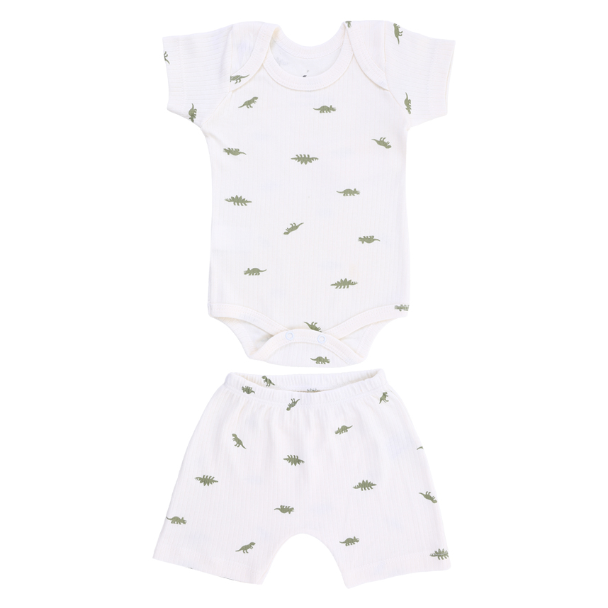 Conjunto Bebê Junkes Body E Bermuda Estampa Dinossauro