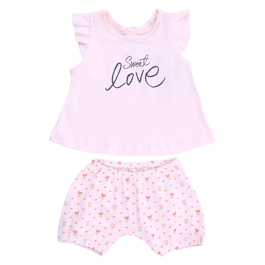 Conjunto Bebê Junkes Blusa Manga Curta E Tapa Fralda 2 Peças