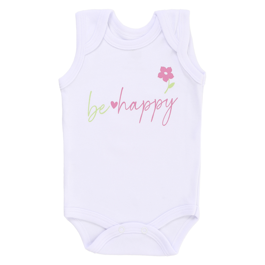 Kit Body Bebê Junkes Regata Em Suedine Estampado 3 Peças