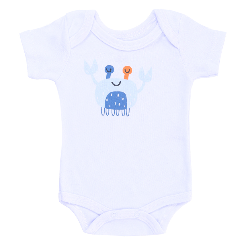 Kit Body Bebê Junkes Manga Curta Suedine Estampado 3 Peças