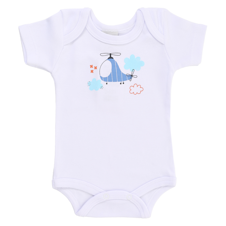 Kit Body Bebê Junkes Manga Curta Suedine Estampado 3 Peças