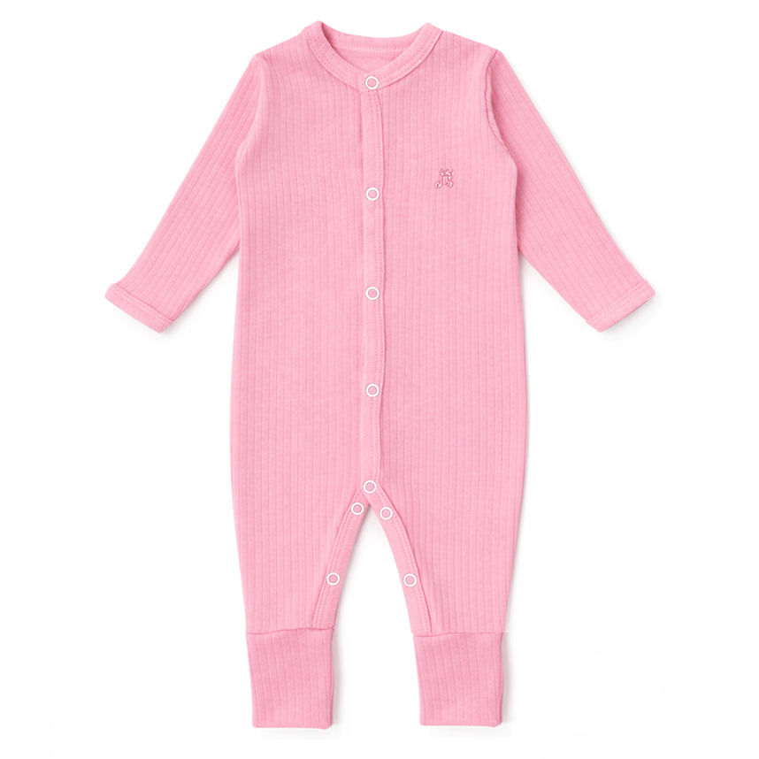 Macacão Longo Bebê Junko Canelado Liso Menina