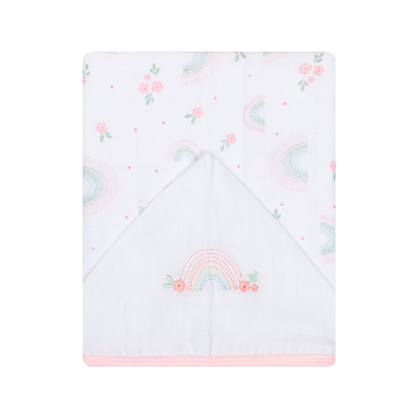 Toalha Capuz Bebê Papi Bordado Fralda Soft Arco Íris Toalha Capuz Bebê Papi Bordado Fralda Soft Arco Íris