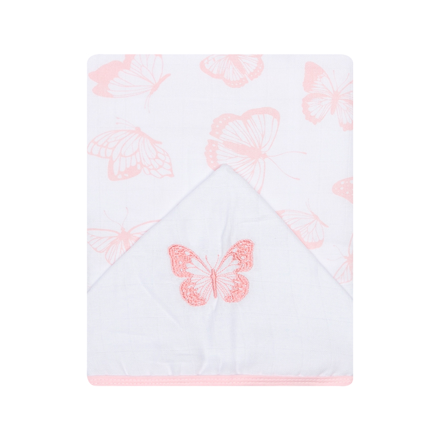Toalha Capuz Bebê Papi Bordado Fralda Soft Borboleta Toalha Capuz Bebê Papi Bordado Fralda Soft Borboleta