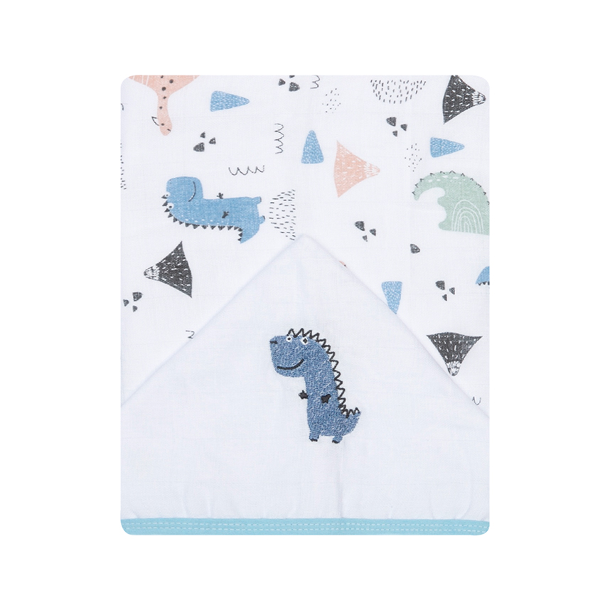 Toalha Capuz Bebê Papi Bordado Fralda Soft Dinossauro Toalha Capuz Bebê Papi Bordado Fralda Soft Dinossauro