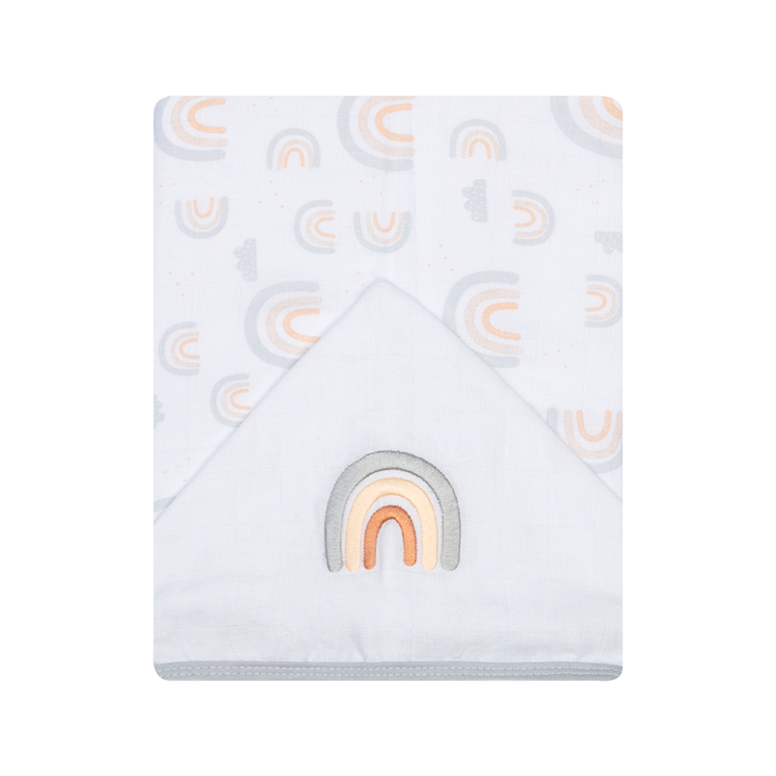 Toalha Capuz Bebê Papi Bordado Fralda Soft Arco íris Toalha Capuz Bebê Papi Bordado Fralda Soft Arco íris